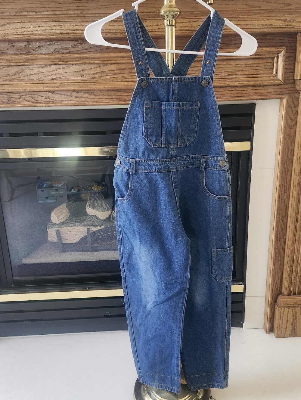 Request Girls Unisex Size 8 Blue Bib Overalls Denim Jeans Adjustable Snap Straps